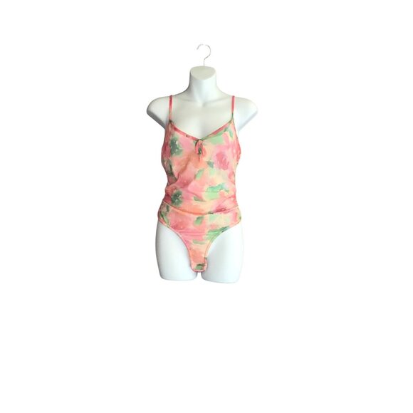 NWT Boohoo Floral Mesh Ruched Bodysuit - Picture 2 of 5